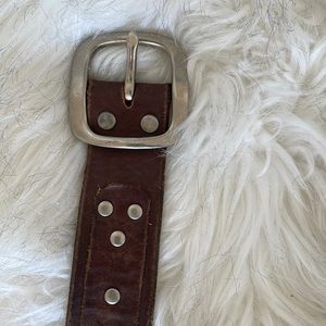 Brown leather belt.